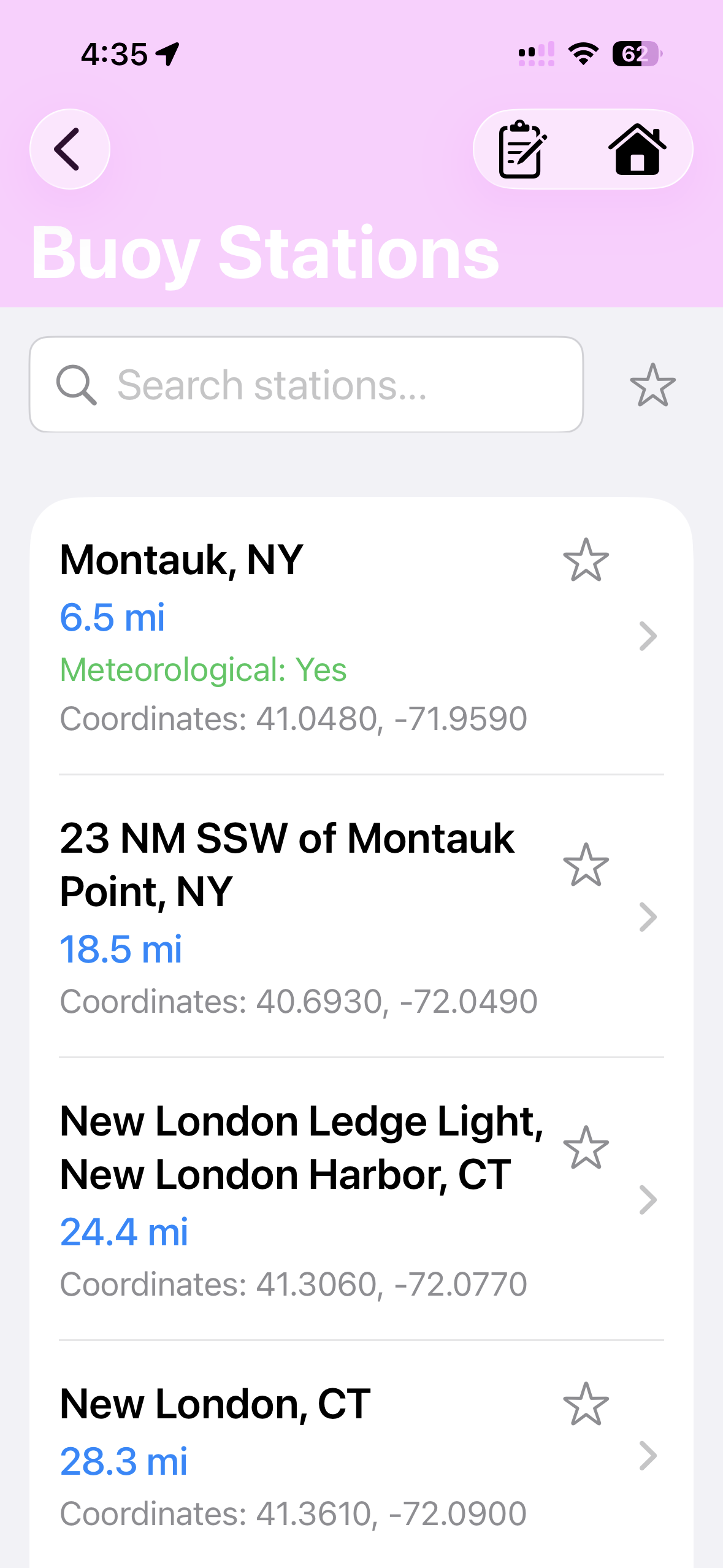 Buoy stations list with nearby NOAA locations