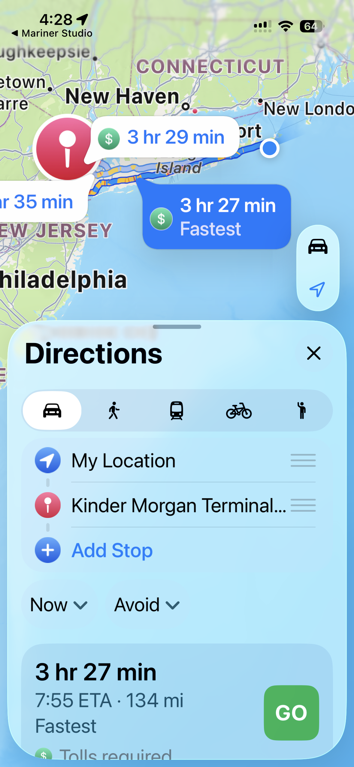 Driving directions to dock facility