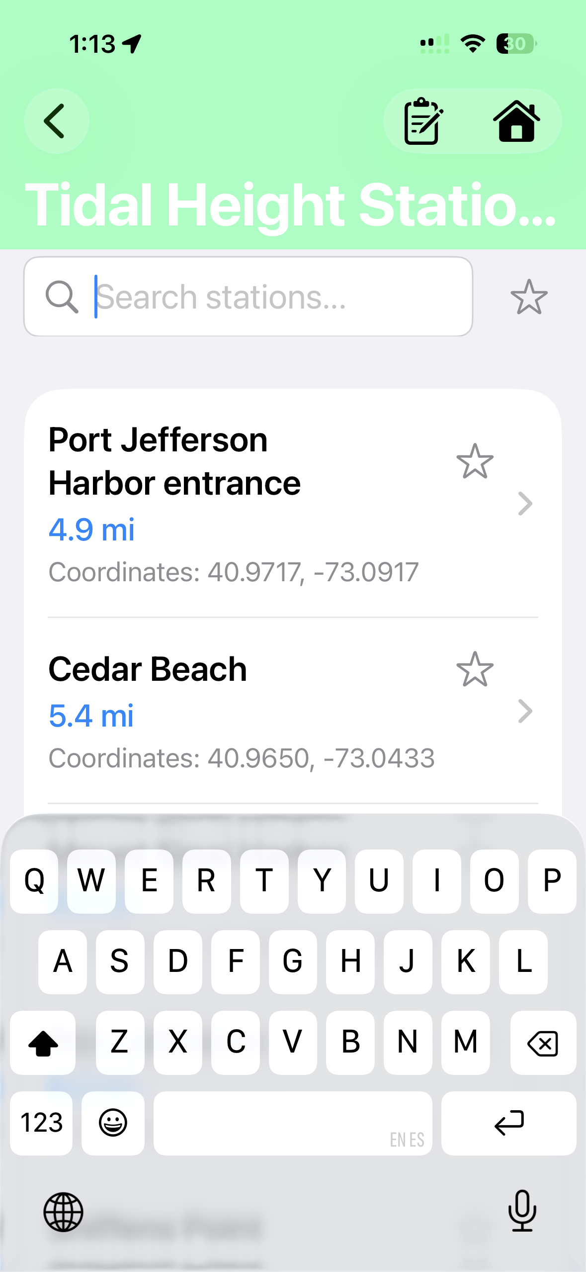 Local tide stations