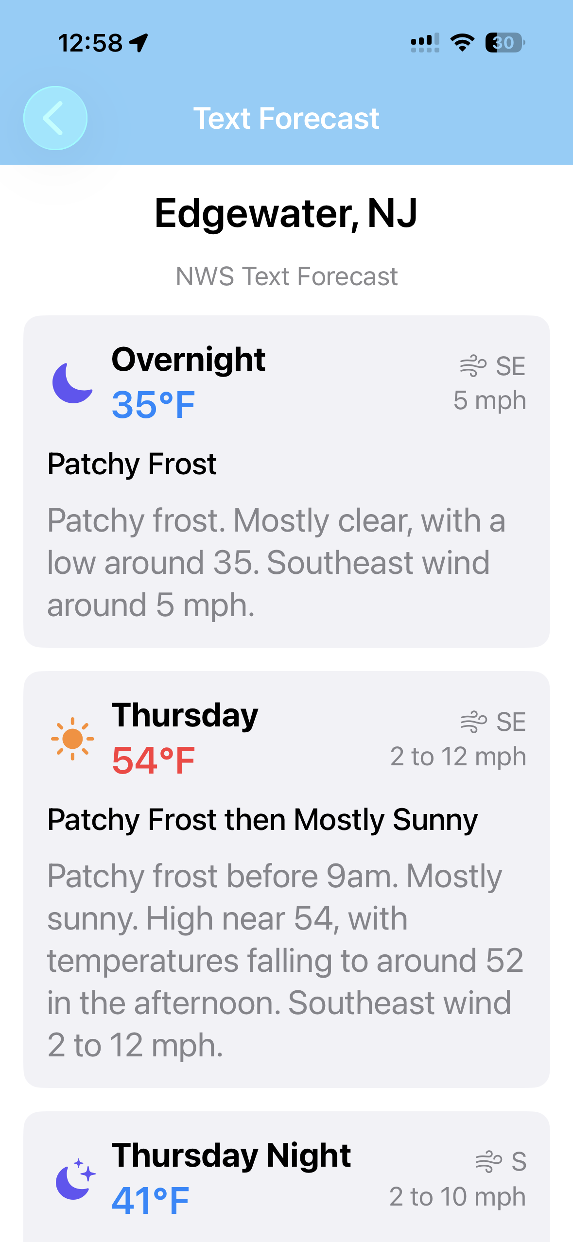 NWS text forecast